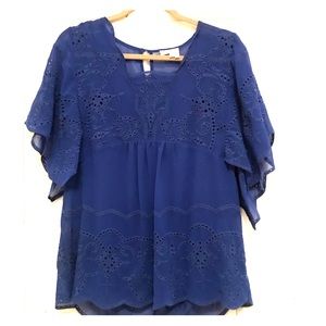 Blue Eyelet Top~ meadow Rue from Anthropologie